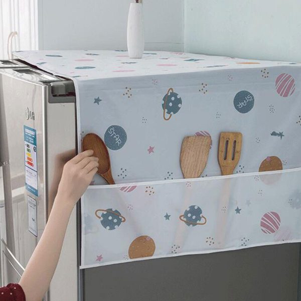 Luxury Waterproof Fridge Cover + Free Oven Protector | Dustproof & Spill-Resistant with Storage Pockets