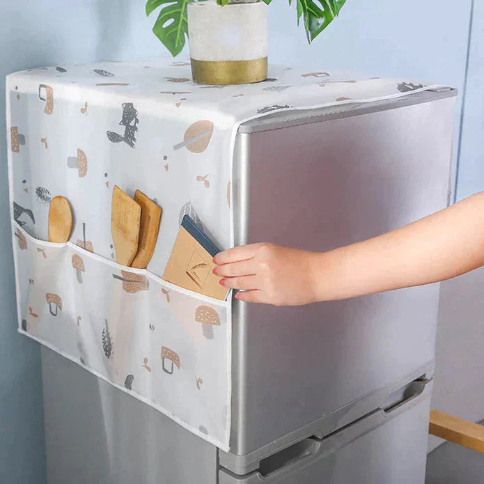 Luxury Waterproof Fridge Cover + Free Oven Protector | Dustproof & Spill-Resistant with Storage Pockets