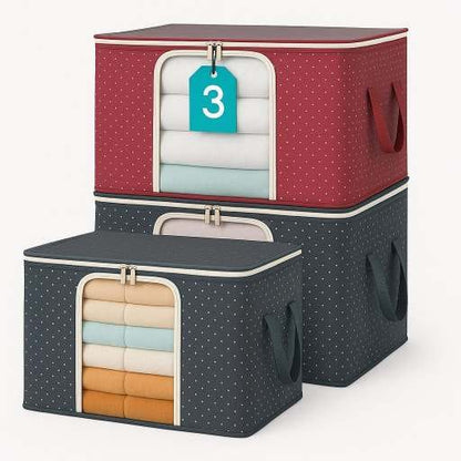 3-in-1 Foldable Iron Frame Storage Bags | Save Space, Stay Organized in Style